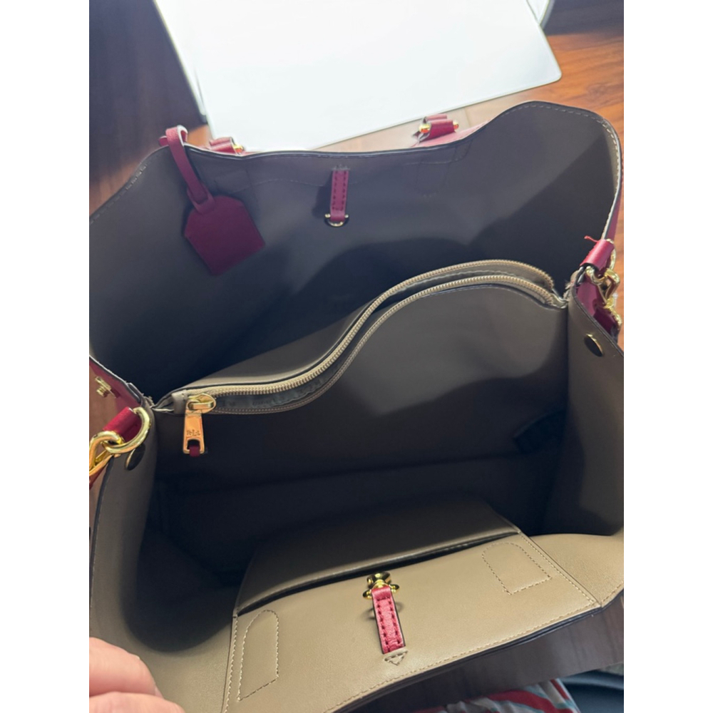 Lauren Ralph Lauren Dryden Marcy Tote in red leather - Picture 9 of 11